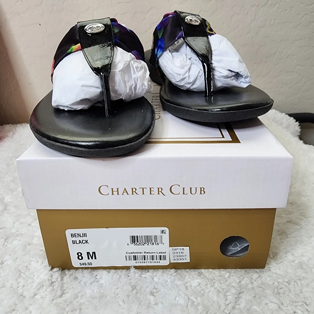 Charter Club Benjii sandals fabric cushioned flip flops sz 8m - Picture 2 of 15